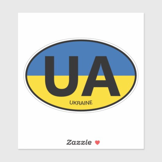 Oval Ukraine vlag land code vinyl auto sticker (Vel)