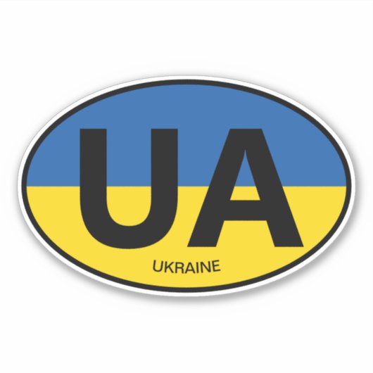 Oval Ukraine vlag land code vinyl auto sticker (Voorkant)