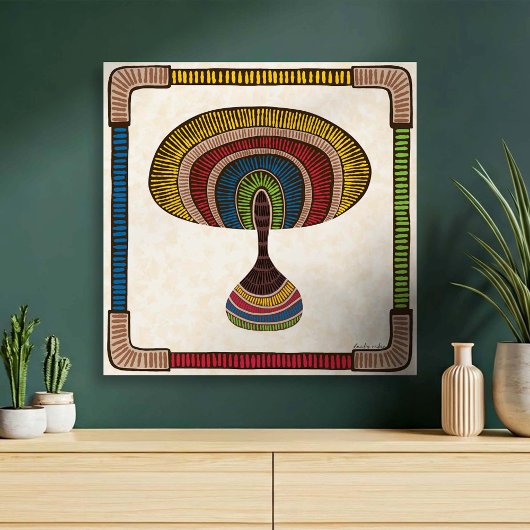 Ovale Abstracte Paddenstoel Canvas Afdruk