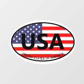 Ovale Amerikaanse vlag Verenigde Staten landcode a Raamsticker (Vel)