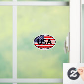 Ovale Amerikaanse vlag Verenigde Staten landcode a Raamsticker (Huis)