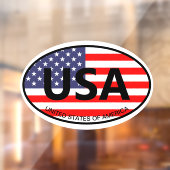 Ovale Amerikaanse vlag Verenigde Staten landcode a Raamsticker (Vel 2)
