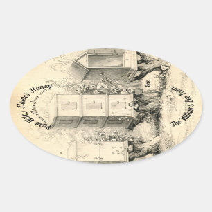 Ovale Bijen Hives Honey Jar Sticker