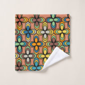 Ovale bloemen uit de jaren 70 bad handdoek (Wasdoekje)