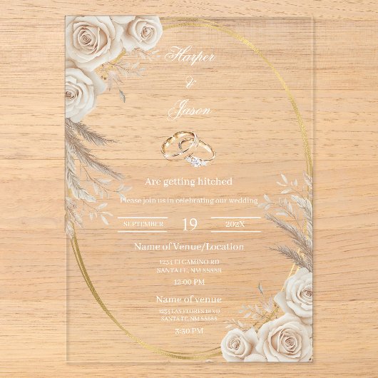 Ovale Boho trouwring uitnodiging (Voorkant)