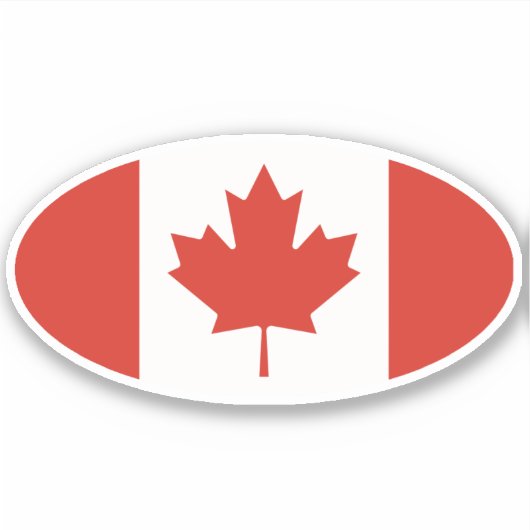 Ovale Canadese vlag Sticker (Voorkant)