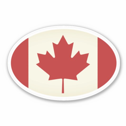 Ovale  Canadese vlag vinyl auto sticker (Voorkant)