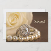 Ovale diamanten ring witte roos post trouw brunch kaart (Voorkant)