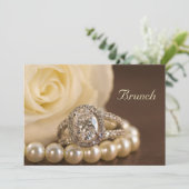 Ovale diamanten ring witte roos post trouw brunch kaart (Staand voorkant)