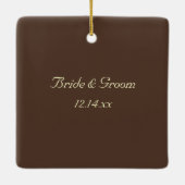 Ovale Diamond Ring and White Rose Wedding Keramisch Ornament (Achterkant)