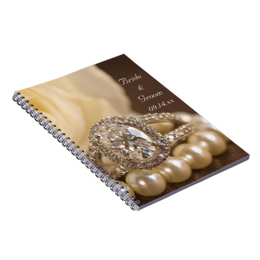 Ovale Diamond Ring and White Rose Wedding Notitieboek (Rechterzijde)