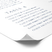 Ovale donkerblauwe witte 20 bruiloft tafelplan poster (Hoek)