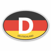 Ovale Duitse vlag landcode vinyl auto sticker (Voorkant)
