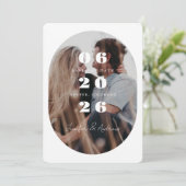 Ovale fantasierand save the date (Staand voorkant)