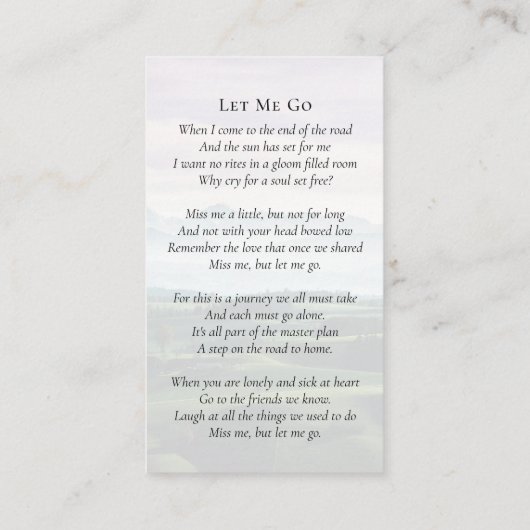 Ovale foto Golfbaan Begrafenis Memorial Kaart Contactkaartje (Achterkant)