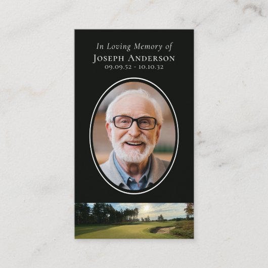 Ovale Foto Golfbaan Memorial Prayer Kaart Contactkaartje (Voorkant)
