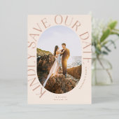 Ovale foto met folie Bewaar de datum gebogen Folie Uitnodiging (Staand Voorkant)