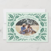Ovale foto met vintage hulstbessen | Mintgroen Feestdagenkaart (Voorkant)