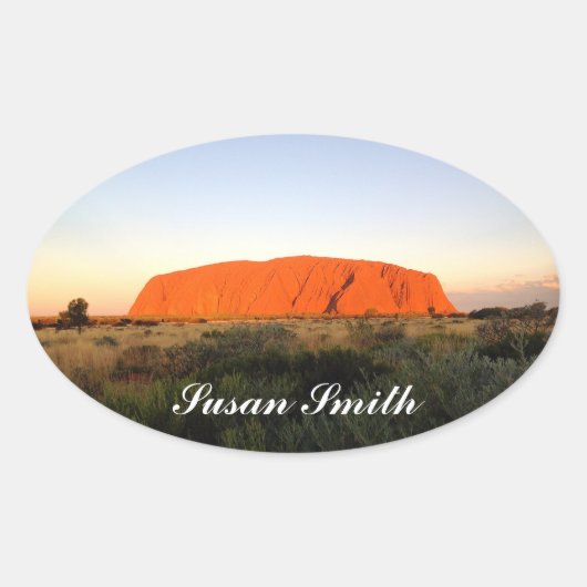 Ovale foto sticker met naam - Australische outback (Voorkant)