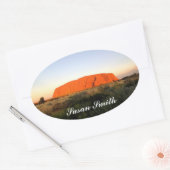Ovale foto sticker met naam - Australische outback (Envelop)