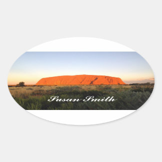 Ovale foto sticker met naam - Australische outback