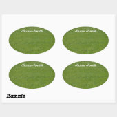 Ovale foto-sticker met naam - groen gras sticker (Vel)