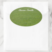 Ovale foto-sticker met naam - groen gras sticker (Tas)