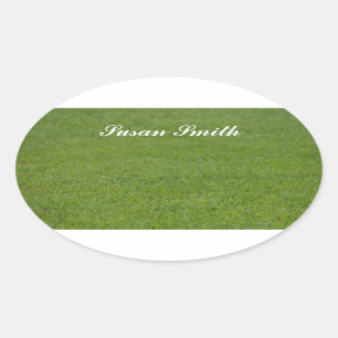 Ovale foto-sticker met naam - groen gras sticker