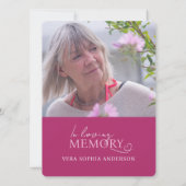 Ovale foto van Memorial Service roze Kaart (Achterkant)