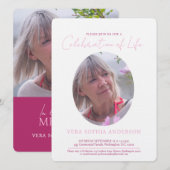 Ovale foto van Memorial Service roze Kaart (Voorkant / Achterkant)