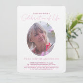 Ovale foto van Memorial Service roze Kaart (Staand voorkant)