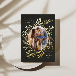 Ovale fotovorm lei met organische winterbotanica folie feestdagenkaart