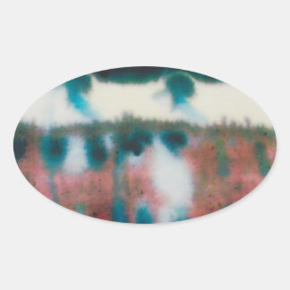 Ovale glanzende stickers met oude bakstenen gebouw