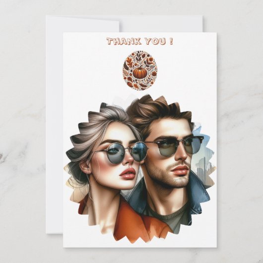 Ovale Herfst Pompoen Groovy Boho Rusty Brown Weddi Kaart (Achterkant)