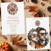 Ovale Herfst Pompoen Groovy Boho Rusty Brown Weddi Kaart