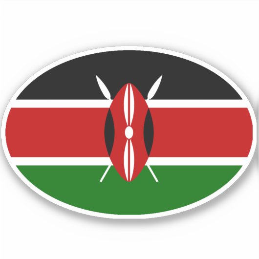 Ovale Keniaanse vlag Sticker (Voorkant)