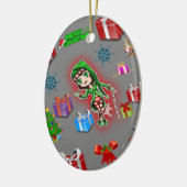 Ovale kerst ornament white elf (Links)