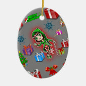 Ovale kerst ornament white elf (Voorkant)