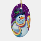 Ovale kerstboom decoratie Snowman & tinsel. (Rechts)