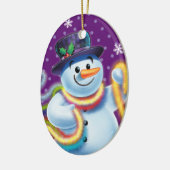 Ovale kerstboom decoratie Snowman & tinsel. (Links)