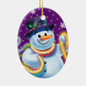 Ovale kerstboom decoratie Snowman & tinsel. (Achterkant)