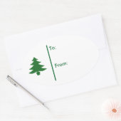 Ovale kerstboom Gift Label Sticker-Green (Envelop)