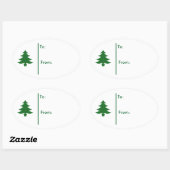 Ovale kerstboom Gift Label Sticker-Green (Vel)