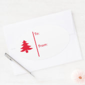 Ovale kerstboom Gift Label Sticker-Red (Envelop)
