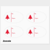 Ovale kerstboom Gift Label Sticker-Red (Vel)