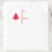 Ovale kerstboom Gift Label Sticker-Red (Tas)