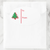 Ovale kerstboom Gift Label Sticker-Red & Green (Tas)