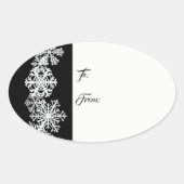 Ovale kerstcadeaus Label Sticker-Snowflakes (Voorkant)