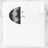 Ovale kerstcadeaus Label Sticker-Snowflakes (Tas)