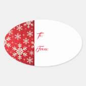 Ovale kerstcadeaus Label Sticker-Snowflakes (Voorkant)